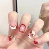 Uñas para niña Rojo cereza lindo y color de contraste blanco con uña nicho Uña de vestir linda Uña de vestir linda Venta al por mayor Acabado 24 piezas