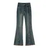 Jeans Micro-La para Mujer Otoño Delgado 2024 Nuevo Adelgazantes con Abertura Diseño de Borde Rugoso Cintura Alta Pantalones de Campana