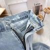 Jeans Perna Larga em Formato de Pera para Mulheres Primavera 2025 Novos Jeans Femininos Pequenos de Perna Reta Soltos Comprimento Até o Chão