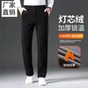 Pantalones casuales de pana de alta gama más vendidos transfronterizos para hombre, otoño e invierno, forrados de polar, corte recto holgado, pantalones de vestir casuales con elasticidad