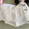 Pijama de Algodão Nuvem para Mulheres, Novo Estilo Verão 2026, Conjunto de Duas Peças com Top Acolchoado e Shorts, Pode Ser Usado Fora de Casa como Roupa de Casa