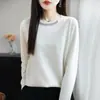 Luxo Leve Artesanato Robusto 26 Outono e Inverno Nova Moda Suéter Básico Casual para o Dia a Dia com Strass Gola Redonda Suéter Interno de Tricô para Mulheres