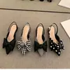 Sandalias Nuevas de Verano 2025 Estilo Francés de Tacón Bajo con Lazo y Punta Cerrada, Zapatos de Nicho Estilo Hada para Primavera y Verano para Combinar con Vestidos