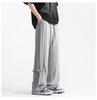 Pantalones de seda de hielo para hombre, de verano, finos, holgados, de marca moderna, para adolescentes, deportivos, de pierna ancha, rectos, negros, informales.