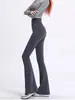 Calças Flare de Tubarão Femininas para Uso ao Ar Livre no Outono e Inverno 2026 Novas Leggings de Cintura Alta Levanta Bumbum Calças Flare de Yoga Pretas