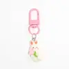 Lindo Conejo Gato Llavero con Lazo Floral Hecho a Mano Dulce Femenino Accesorio Colgante para Mochila