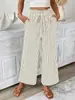 Nova Coleção Primavera e Verão 2025 Europeia e Americana Exportação Transfronteiriça Roupas Femininas Site Independente Amazon Calça Reta Casual Elegante com Listras para Mulheres
