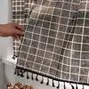 Comércio exterior venda quente americano simples preto e branco treliça impresso cortina imitação cânhamo sala de estar quarto varanda semi-sombreamento cortina acabada