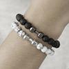 Pulsera Nueva de Cuentas Piedra Volcánica Turquesa Blanca Pulsera Mancuerna Joyería Europea y Americana Pulsera de Piedra Natural para Pareja Mujer