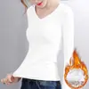 Camisa Base Sem Costura Feminina Outono e Inverno Novo Veludo Temperatura Constante Forrada com Fleece Manga Longa Camiseta Veludo Fino Fibra de Aquecimento Top Quente