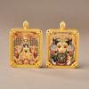 Cartão de Buda Dourado Quadrado Thangka Besta Engolidora Dourada Cor Incorporada Raposa Zaki Vida Passada e Presente Para Cima e Para Baixo King Kong Cabeça de Nuvem Feito à Mão