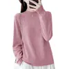 Suéter de punto para mujer con cuello semi-alto y adornos de pedrería, para otoño e invierno, elegante suéter de manga larga, estiliza y es versátil, perfecto como capa interior o top base