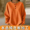 Roupas Femininas Personalizadas Transfronteiriças Moda de Comércio Exterior Amazon Gola Redonda Waffle 2026 Outono e Inverno Cor Sólida Pulôver Top Solto