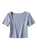 2024 Camiseta Generosa de Gola Quadrada Justa de Manga Curta para Mulheres Europeia e Americana Ins Âncora Expondo o Umbigo Esportiva Fitness Elástica para Usar por Baixo