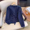 Camisa de Manga Larga Estilo Coreano para Mujer, Camisa Chic de Otoño con Corbata de Lazo y Diseño Irregular Único