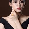 Anel Tesouro Cor Flor de Cerejeira Citrino Super Brilhante de Luxo Galhos de Flores e Folhas com Diamante em Forma de Ovo Anel de Diamante Amarelo