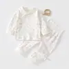 Conjunto de Bebê de Cintura AltaAlgodão Puro Classe A para primavera e outono, conjunto de algodão puro de manga comprida para meninos e meninas