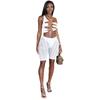 Xm1125 Ropa de Moda Sexy Ajustada de Malla Transparente con Empalmes de Cinco Cuartos para Mujer
