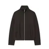 Moda femenina transfronteriza europea y americana, chaqueta cárdigan de color liso estilo europeo y americano al por mayor, elegante cuello alto con cremallera