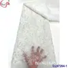 Tecido de Renda Bordado com Lantejoulas Bolha de Largura Total Retro Francês Tecido de Renda com Lantejoulas para Noivas