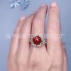 Anillo Ajustable de Cinabrio Natural con Tamaño Ajustable, con un Diseño de una Flor de Riqueza en Flor y una Bolsa de Bendición de Salud, Cobre Chapado en Plata 925, Nuevo Modelo
