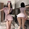 Atacado Roupa Sexy de Enfermeira Lingerie Sexy Tentação Quente Cor Sólida Saia Curta Uniforme para Role Play Conjunto 149