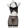 Lingerie sexy de renda com estampa de leopardo, quente e sedutora, camisola de desejo puro, uniforme sem remoção para mulheres, 6557