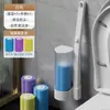Cepillo de inodoro desechable para uso doméstico, no necesita taladrar agujeros, montado en la pared, viene con líquido de limpieza reemplazable, adecuado para la limpieza del baño