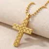 Moda Transfronteriza Colgante de Cruz de Acero Inoxidable Estilo Americano Personalizado de Moda Trenzado Patrón Retorcido Collar
