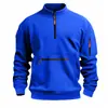 Nova Blusa de Moletom Masculina Tendência Marca Amazon Mais Vendida Gola Alta Meio Zíper Popular Europeu e Americano Casual Moletom Cor Sólida