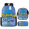 Mochila de desenho animado transfronteiriça bolso monstro do tesouro elfo do sonho bebê mochila conjunto de três peças para alunos do ensino fundamental e médio