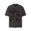 Saint Vintage Streetwear Americano Camiseta Holgada Vtg de Manga Corta para Hombre Camiseta Estampada Letra Retrato Camiseta Street
