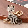 Llavero de Metal de Gatito Lindo, Llavero Creativo de Coche Incrustado con Diamantes, Colgante para Bolso, Regalo de Vacaciones al por Mayor