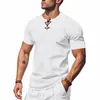 Camiseta de Hombre Americana de Amazon Transfronteriza Verano Waffle Transpirable Sencilla Lujo Accesible Casual Top de Manga Corta para Hombre