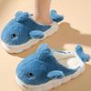Chinelos de algodão de veludo quentes e personalizados com desenho de tubarão, sapatos femininos de outono e inverno com sola grossa e sensação de merda, sapatos de algodão para casa de casal Baotou