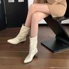 Botas Martin de Verano 2025 para Mujer con Hebilla de Cinturón de Alta Gama, Punta Afilada, Tacón Grueso, Botas Slouch, Botas Vaqueras Occidentales