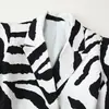 Blazer Elegante de Moda 2026 para Mujer al por Mayor, Estampado de Cebra, Cintura Ajustable con Lazo, Hombros Anchos, Transfronterizo Europeo y Americano