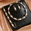 Conjunto Popular Europeu e Americano de Colar de Pérolas Retrô, Acessórios para Festa de Casamento e Banquete Nupcial, Joias Elegantes para Mulheres