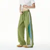 Design americano preguiçoso de três listras senso de design secagem rápida soltos confortáveis calça casual de perna reta calça casual de perna larga cleanfit