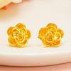 Aretes de Flores de Oro Arena Vietnamita que No se Desvanecerán por Mucho Tiempo, Aretes de Perlas de Imitación para Mujer, de Alta Gama, Lujo Accesible, Joyería Artificial de Nicho