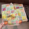 Lenço Quadrado de Seda Sintética Estilo Francês Artístico Retrô de Nicho com Estampa Floral em Pintura a Óleo, Lenço Versátil, Xale Elegante, Lenço de Pescoço