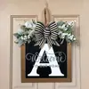 Estilo Europeo y Americano Decoración Personalizada de Puerta Principal de 26 Letras Arreglo de Letrero de Puerta con Flores Artificiales Accesorios Artesanía de Madera