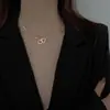 Collar Sencillo Nuevo 2022 con Forma de Corazón de Doble Anillo Cadena para Clavícula de Mujer Joyería Popular Estilo Ins Diseño de Nicho para Mujer Regalo