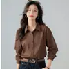 Camisas Soltas de Manga Longa para Mulheres, Tops Lisos para Primavera e Outono, Camisas Versáteis para o Trabalho, Novos Estilos de Primavera Transfronteiriços, em Estoque