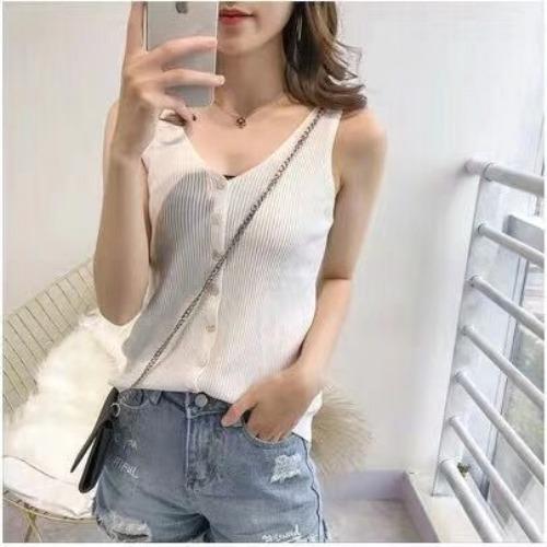 帮手SKU图-v领冰丝吊带背心女内搭夏季2021新款针织扣子