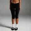 Chen Shijie Calça de Yoga Cropped Color Block Listrada Shorts Esportivos Dobráveis de Cintura Alta Calça de Yoga para Levantar o Bumbum Esportes de Ciclismo Feminino