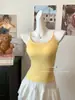 Camisola Acolchada Spicy Girl Dopamine para Mujer, Verano, Ceñida a la Cintura, Anti-Exposición, Ropa Interior, Ropa Exterior, Espalda Hermosa, Top Base