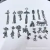 Pulsera de Plata Sanqi de Plata Vieja de Shanxi Colgante Estilo Étnico Borla Mariposa Tubo Curvo Encanto Accesorios para Pulsera DIY