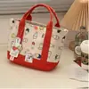 Bolsa de Mão Estilo Japonês Ins Fofa Bordada em Lona para Mulheres, Novo Modelo para Mães, Bolsa Tote Portátil para Sair, Lancheira para o Trabalho