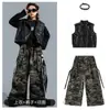 Ropa de Hip-Hop para Niños, Traje de Chaleco de Hip-Hop Genial y Atractivo para Niños, Batería de Hip Hop para Niños, Pantalones Camuflados, Ropa de Moda